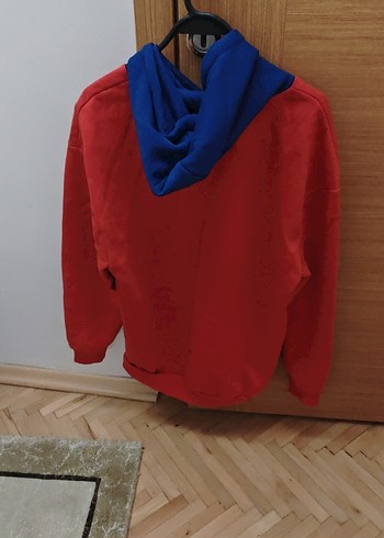 m Beden Erkek Kırmızı Kapüşonlu Sweatshirt