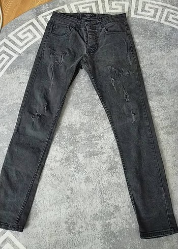 Gri Regular Fit Düğmeli Erkek Kot Pantolon