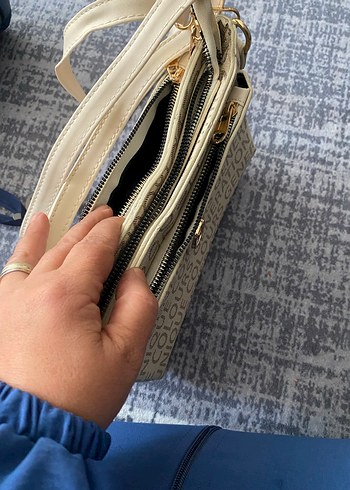 Beden ten rengi Renk Bej Baskılı Kadın Çapraz Çanta