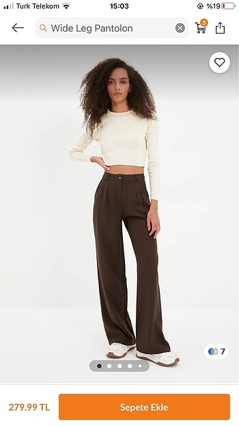 Kahverengi Wide Leg Pantolon