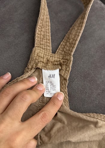 9-12 Ay Beden Erkek Çocuk Keten Kahverengi Askılı Tulum