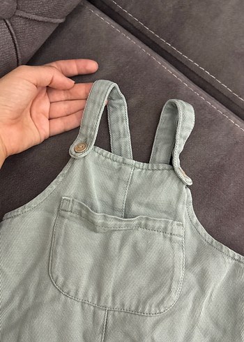 9-12 Ay Beden yeşil Renk Yeşil Kolsuz Erkek Çocuk Keten Tulum