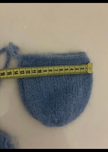 Mavi Örgü Bebek Tulum ve Şapka Seti - Görsel 5