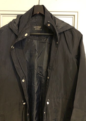 Düğmeli lacivert Uzun Yağmurluk - Görsel 5