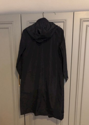 Düğmeli lacivert Uzun Yağmurluk - Görsel 6