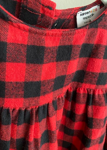 Kız Çocuk Kırmızı Ekose Fırfırlı gömlek - Görsel 2