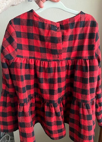 Kız Çocuk Kırmızı Ekose Fırfırlı gömlek - Görsel 4