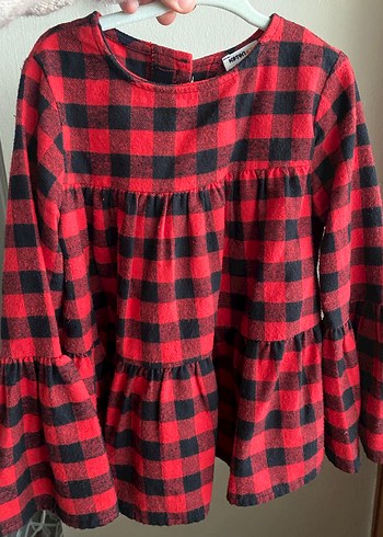 Kız Çocuk Kırmızı Ekose Fırfırlı gömlek - Görsel 5