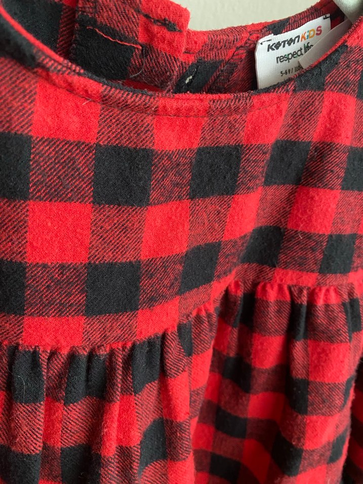 Kız Çocuk Kırmızı Ekose Fırfırlı gömlek - Görsel 2