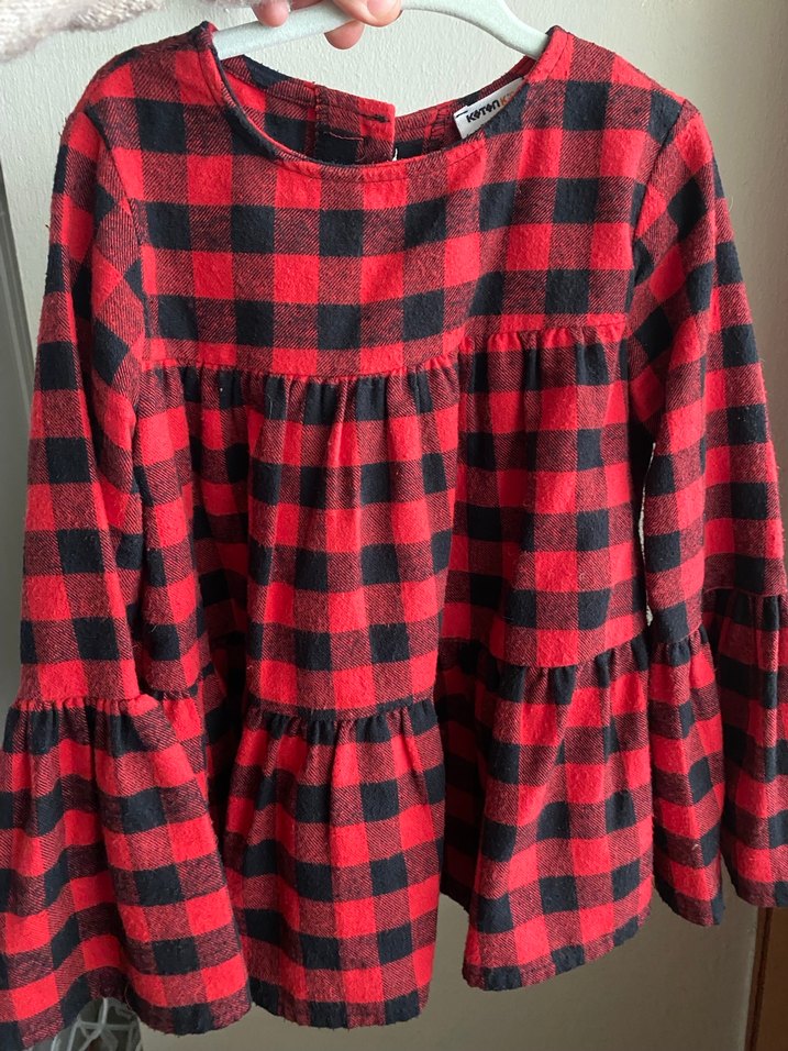 Kız Çocuk Kırmızı Ekose Fırfırlı gömlek - Görsel 5