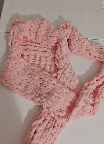 puffy ayıcıklı atkili sapka - Görsel 2