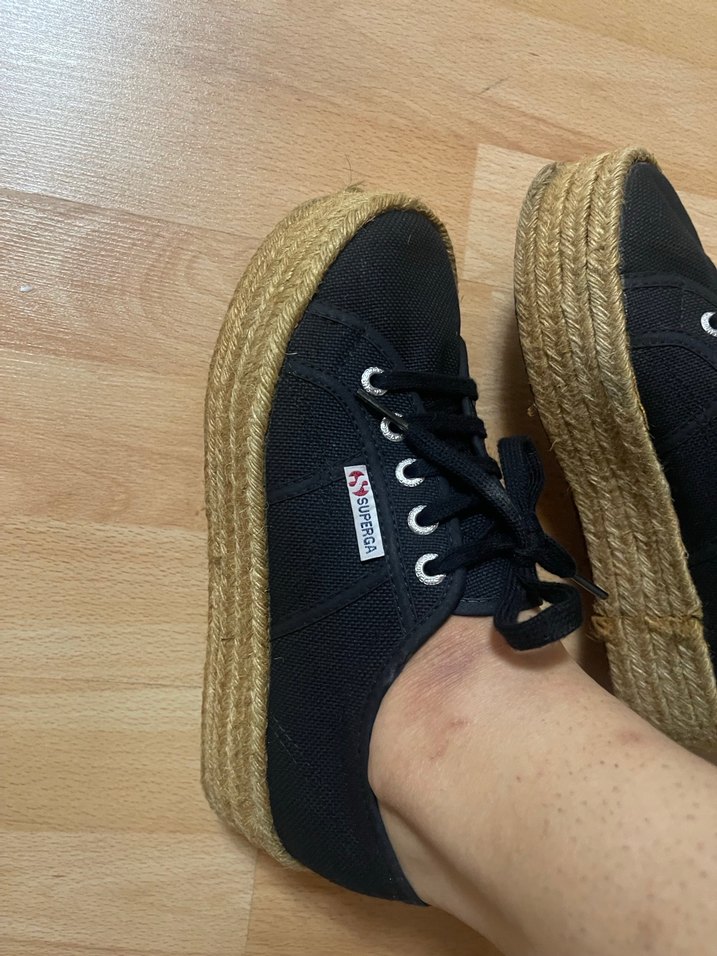 Siyah Platform Topuklu Kadın Spor Ayakkabı - Görsel 4