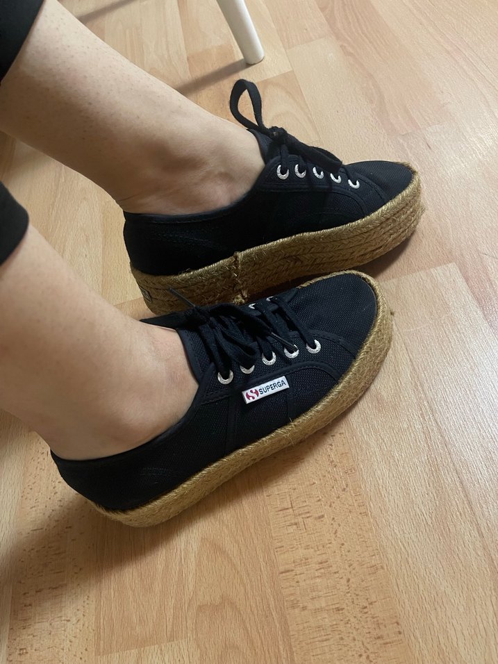 Siyah Platform Topuklu Kadın Spor Ayakkabı - Görsel 3