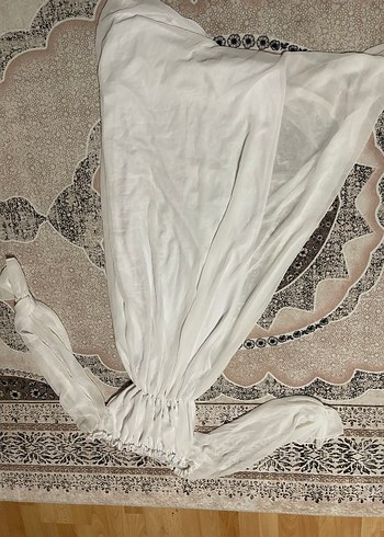 Beyaz Uzun Kollu Hamile Abiye Elbise - Görsel 6