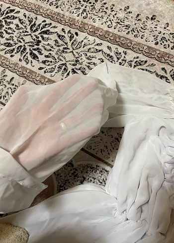 Beyaz Uzun Kollu Hamile Abiye Elbise - Görsel 4