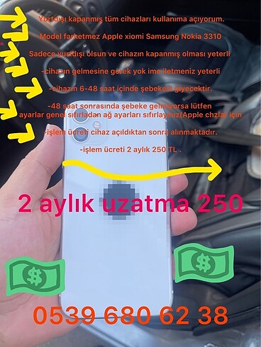 Tüm model yurtdışı kapanmış cihazları kullanıma açıyorum