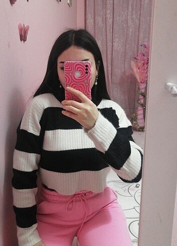 Simli triko crop kazak