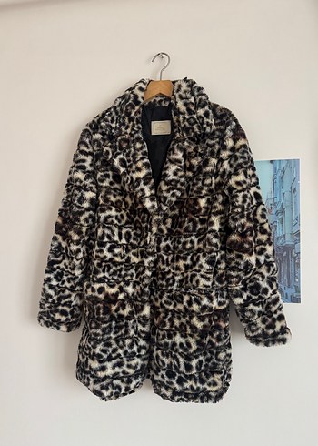 Leopar Desenli Kadın Peluş Kaban - Görsel 2