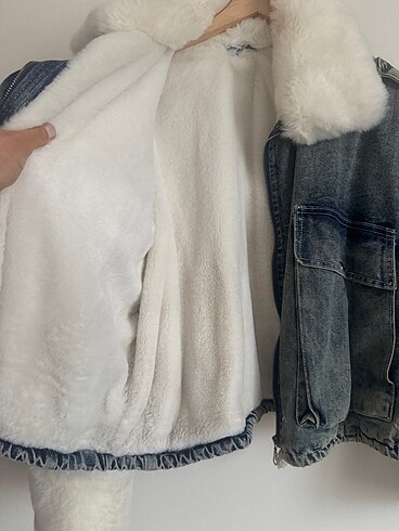 Peluş kot mont - Görsel 5