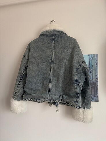 Peluş kot mont - Görsel 7