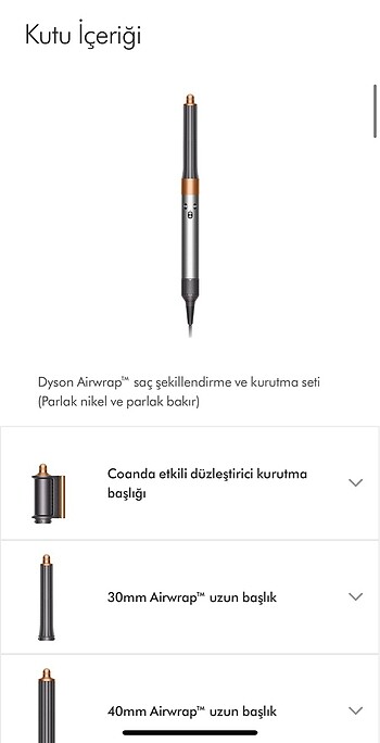 Beden Renk Dyson airwrap parlak nikel bakır