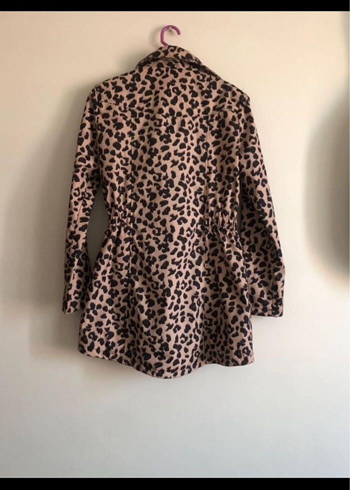 Leopar desen trençkot - Görsel 3
