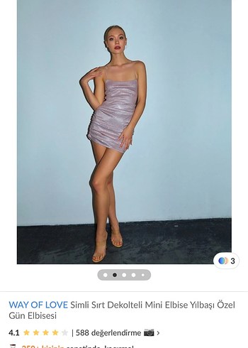 WAY OF LOVE Simli Pembe Straplez Mini Elbise