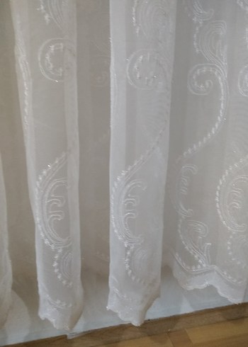 Desenli Beyaz Tül Perde - Görsel 6