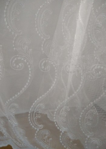 Desenli Beyaz Tül Perde - Görsel 7