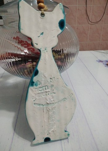 Turkuaz Renkli Kedi Figürlü Dekoratif Aksesuar - Görsel 4