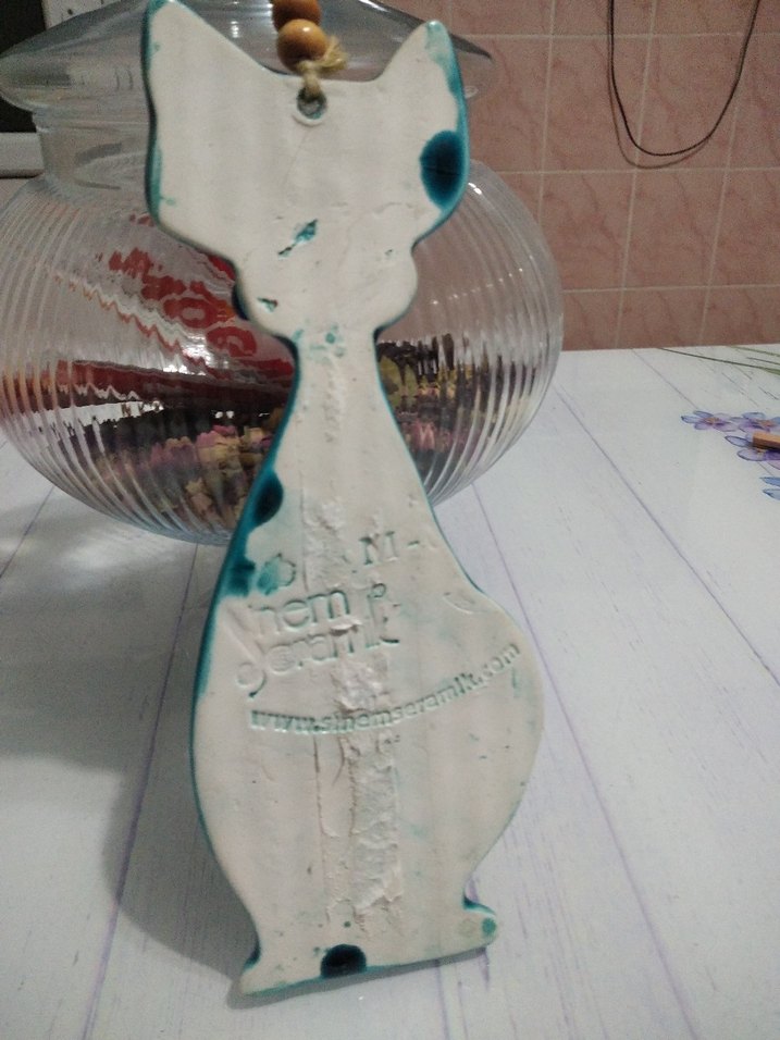 Turkuaz Renkli Kedi Figürlü Dekoratif Aksesuar - Görsel 4