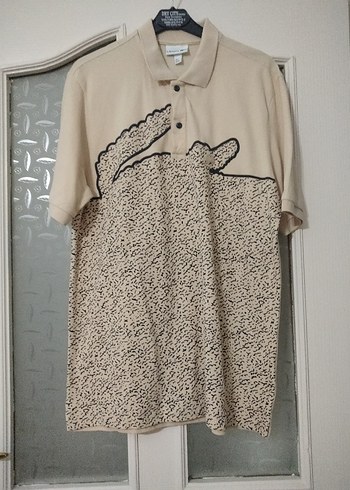 Lacoste Bej Desenli Kısa Kollu Polo Yaka Tişört