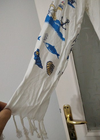 m Beden İşlemeli Bohem Tarzı Beyaz Bornoz