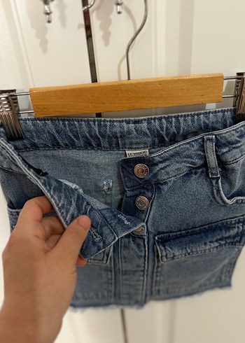 Zara Mavi Denim Mini Etek