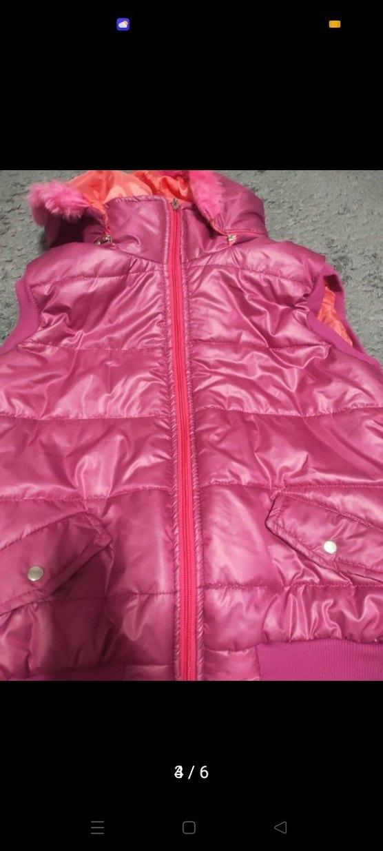 Kız Çocuk Pembe Baskılı Fermuarlı Yelek - Görsel 2