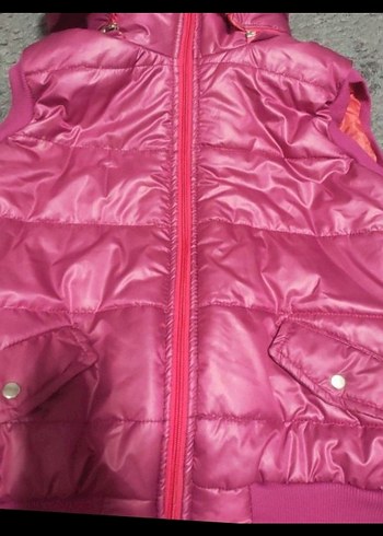 Kız Çocuk Renkli Fermuarlı Pembe Yelek - Görsel 3