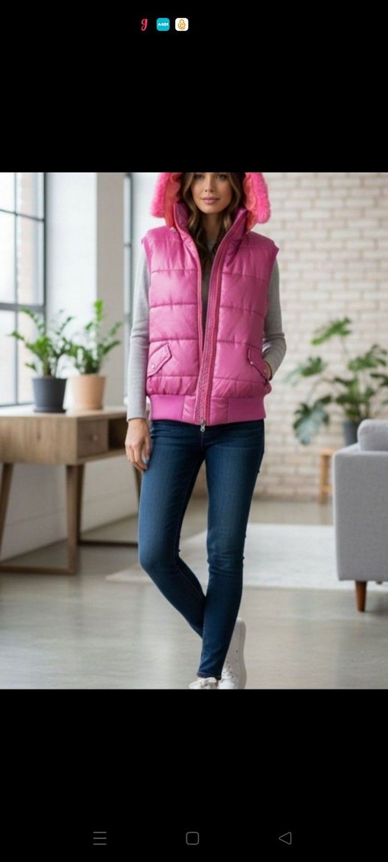 Kız Çocuk Renkli Fermuarlı Pembe Yelek - Görsel 2