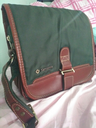 samsonite orijinal yesil kahve carpraz askili canta