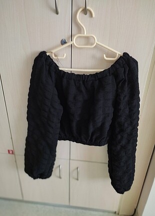 Crop uzun kollu bluz