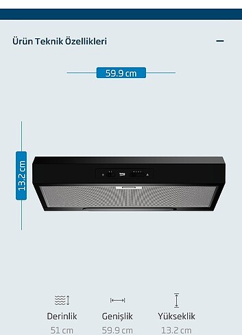 Beko p129 siyah aspiratör 