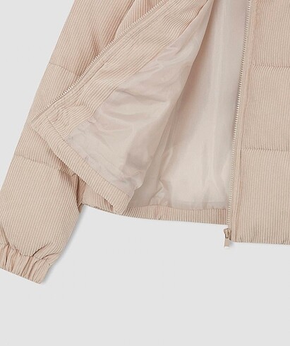 xs Beden ten rengi Renk Fitilli Kadife Puffer Şişme Mont DeFacto