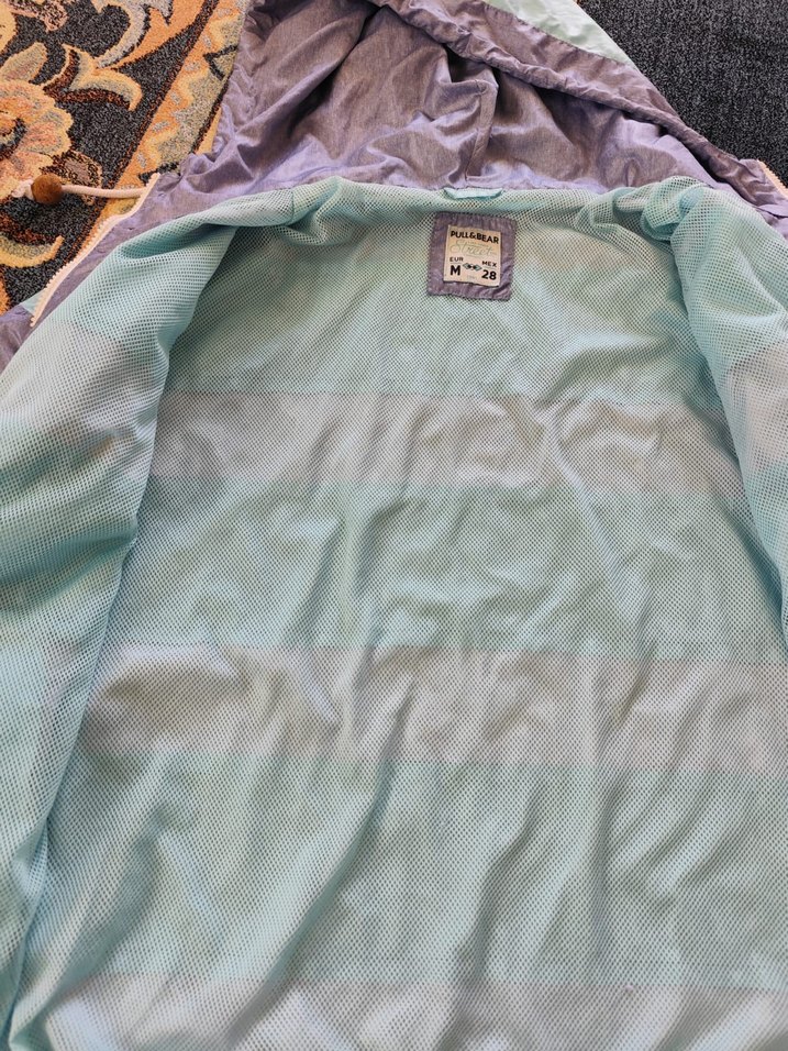 Kadın Mavi Kapüşonlu Fermuarlı yağmurluk - Görsel 5