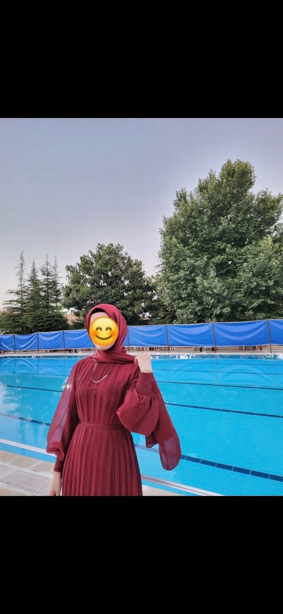 Bordo Uzun Kol Drapeli Salaş Elbise - Görsel 3