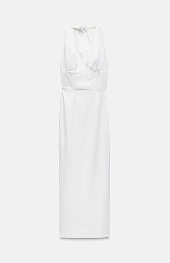 Zara Keten midi elbise
