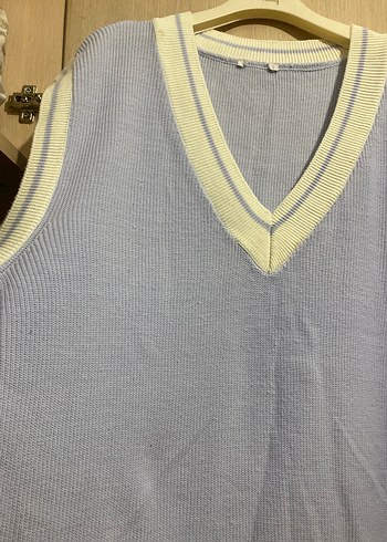 Kadın lila rengi V Yaka Triko Süveter - Görsel 2