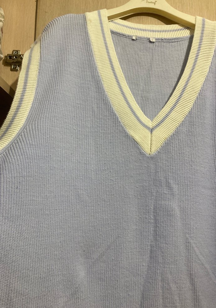 Kadın lila rengi V Yaka Triko Süveter - Görsel 2