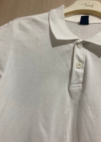 Polo yaka beyaz uzun kollu tişört - Görsel 3