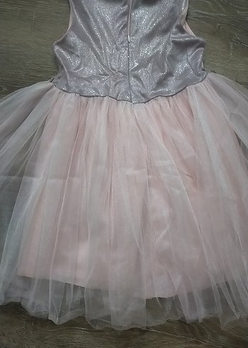 Kız Çocuk Simli Üstlü Pembe Tüllü Elbise - Görsel 4