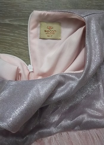 Kız Çocuk Simli Üstlü Pembe Tüllü Elbise - Görsel 3