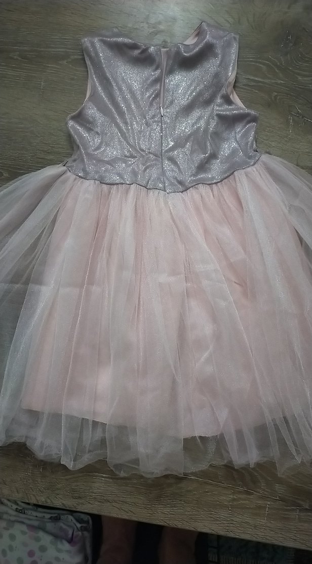 Kız Çocuk Simli Üstlü Pembe Tüllü Elbise - Görsel 4